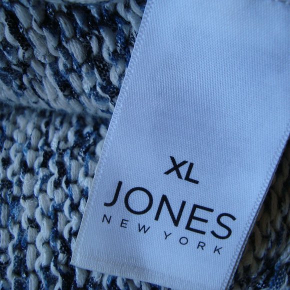 Jones New York Cardigan Shawl Sweater Vest Multicolored Gray Blue White Sz XL - Picture 9 of 10